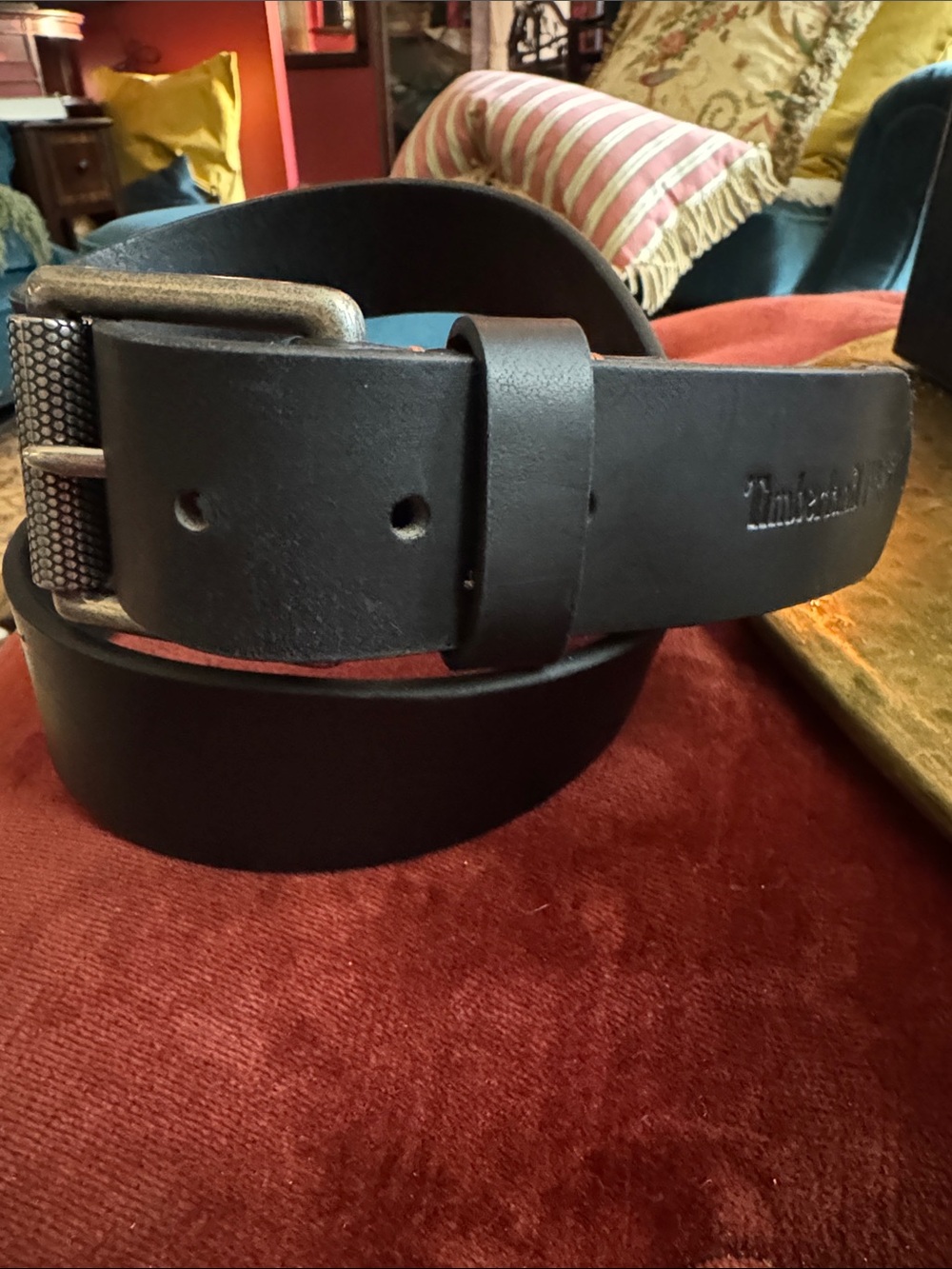Timberland PRO Black Leather Work Belt with Embossed Logo